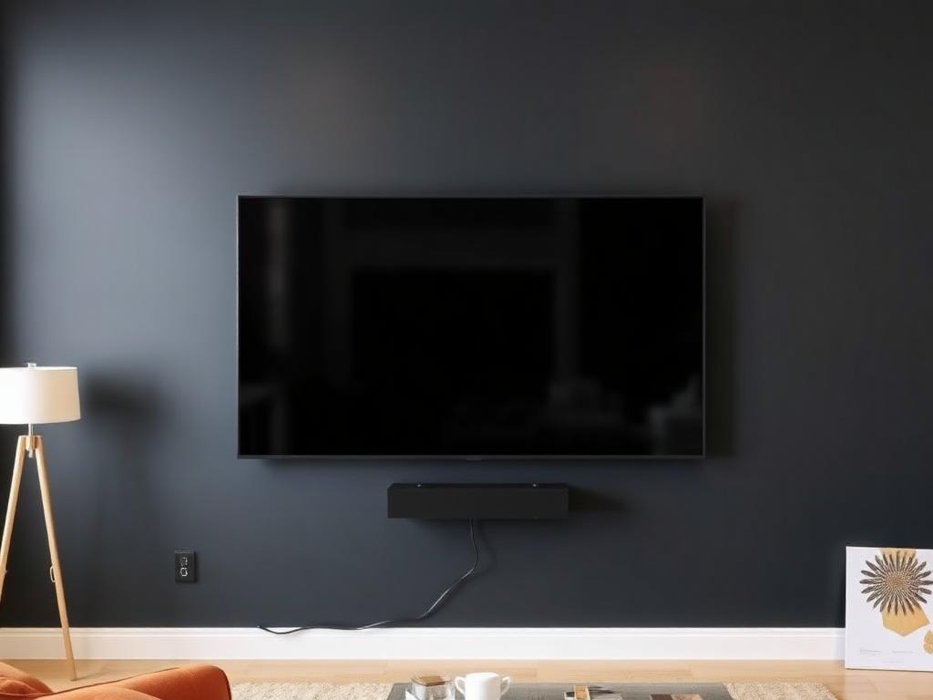 Wall-mounted TV with hidden cables